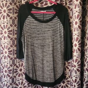Maurices Black and Gray Striped Crew Neck Sweater